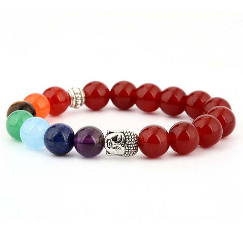 6mm natural stone green Dongling red agate yoga chakra bracelet