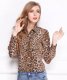 Leopard Chiffon Shirt Lapel long