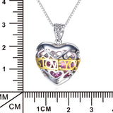 925Silver 3D Hollow Out Skeleton Heart Pendant Necklace