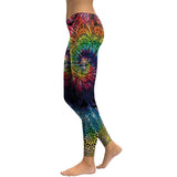 Rainbow Burst Mandala Flower Yoga/Workout Leggings