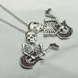 Guitar Skeleton Pendant 925 Silver Necklace