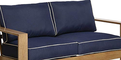 Creative Living Blue-2Cushion Patio Loveseat Set, Deep Seat Outdoor Cushion, 4PC, Blue