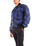 Versace Jeans Couture Baroque Print Full Zip Blue/Black Bomber Winter Reversible Jacket-S for Mens