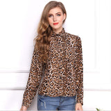 Leopard Chiffon Shirt Lapel long