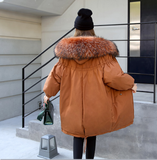 Large Fur Collar Hooded Thick Coat