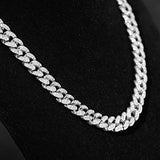 Halukakah Gold Chain Iced Out for Men,Men's 14MM Miami Cuban Link Chain Choker Necklace 18In(45cm) Platinum White Gold Finish,Full Cz Diamond Cut Prong Set,Gift for Him