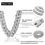 Halukakah Gold Chain Iced Out for Men,Men's 14MM Miami Cuban Link Chain Choker Necklace 18In(45cm) Platinum White Gold Finish,Full Cz Diamond Cut Prong Set,Gift for Him