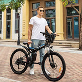 ANCHEER 26'' Folding Electric Mountain Bike, Electric Bike with 36V 8Ah Lithium-Ion Battery, Premium Full Suspension and 21 Speed Gears Commuting Ebike