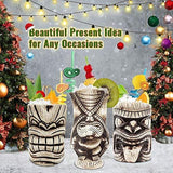 Tiki Mugs Set – Large Ceramic Tiki Mug, Cocktail Mugs for Mai Tai, Punch, Pina Colada, and Tropical bar Drinks (TIKISET)