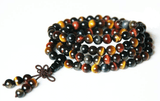 Natural crystal red / yellow / blue Tigereye 108 beads bracelet m/f