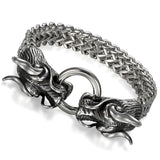 Stainless Steel Double Dragon Bracelet