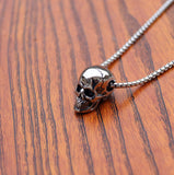 HNSP Punk Stainless Steel Chain Skull Pendant Necklace For Men Male