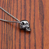 HNSP Punk Stainless Steel Chain Skull Pendant Necklace For Men Male