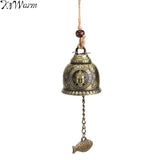 KiWarm On Sale Buddha Statue Pattern Bell Blessing Feng Shui Wind Chime for Good Luck Fortune Home Car Hanging Decor Gift Crafts