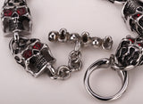 Men skull stainless steel bracelet 316L biker chain heavy punk rock jewelry silver tone 8.5" 107 wholesale dropshipping