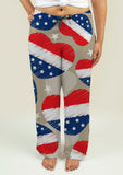 Ladies Pajama Pants with American Independence Day Pattern