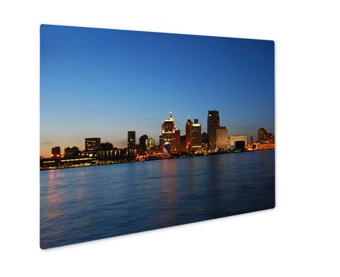 Metal Panel Print, Detroit City Skyline At Night