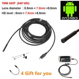 Waterproof HD 5M/7mm Endoscope Lens Mini USB Inspection Camera with 6 LED Lights Borescope for Android Smartphone/PC/