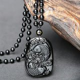 Buddhist Black Obsidian Necklace