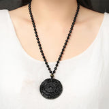 Buddhist Black Obsidian Necklace